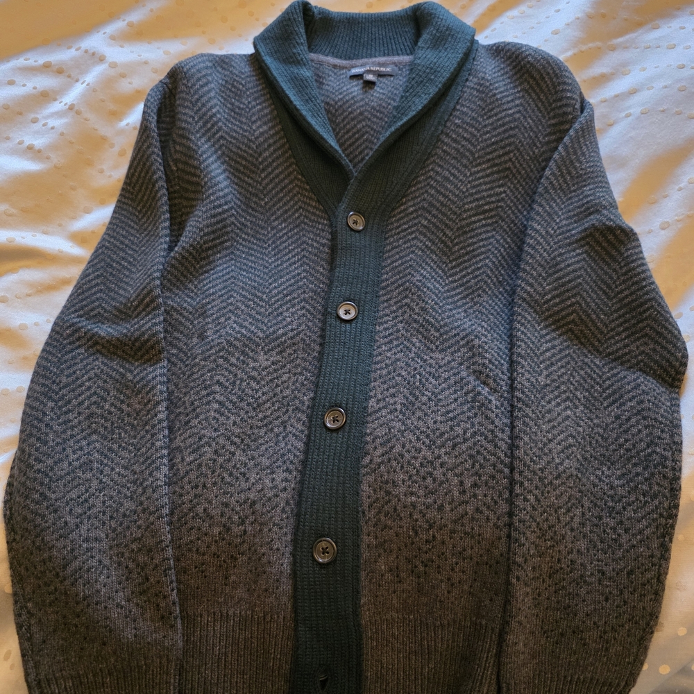 Banana Republic Men's Cardigan in Gray and Green